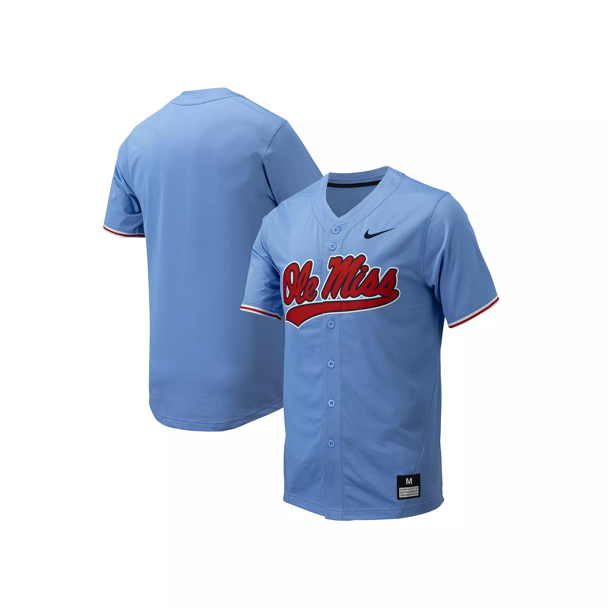 Men's Nike Powder Blue Ole Miss Rebels Replica Full-Button Baseball Jersey,  Product Image
