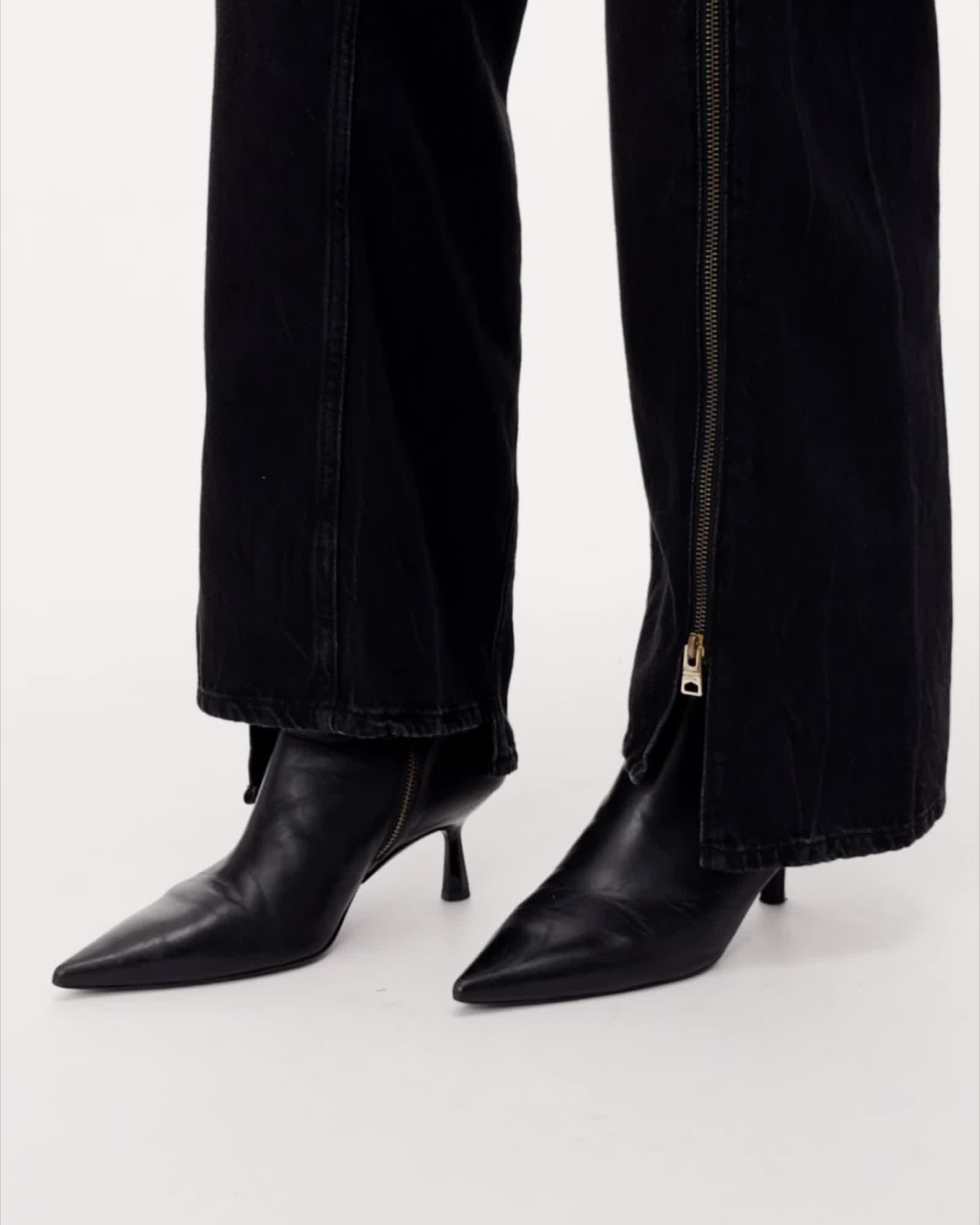 Frankie Double Zip Jeans Washed Black | ALLSAINTS US Product Image