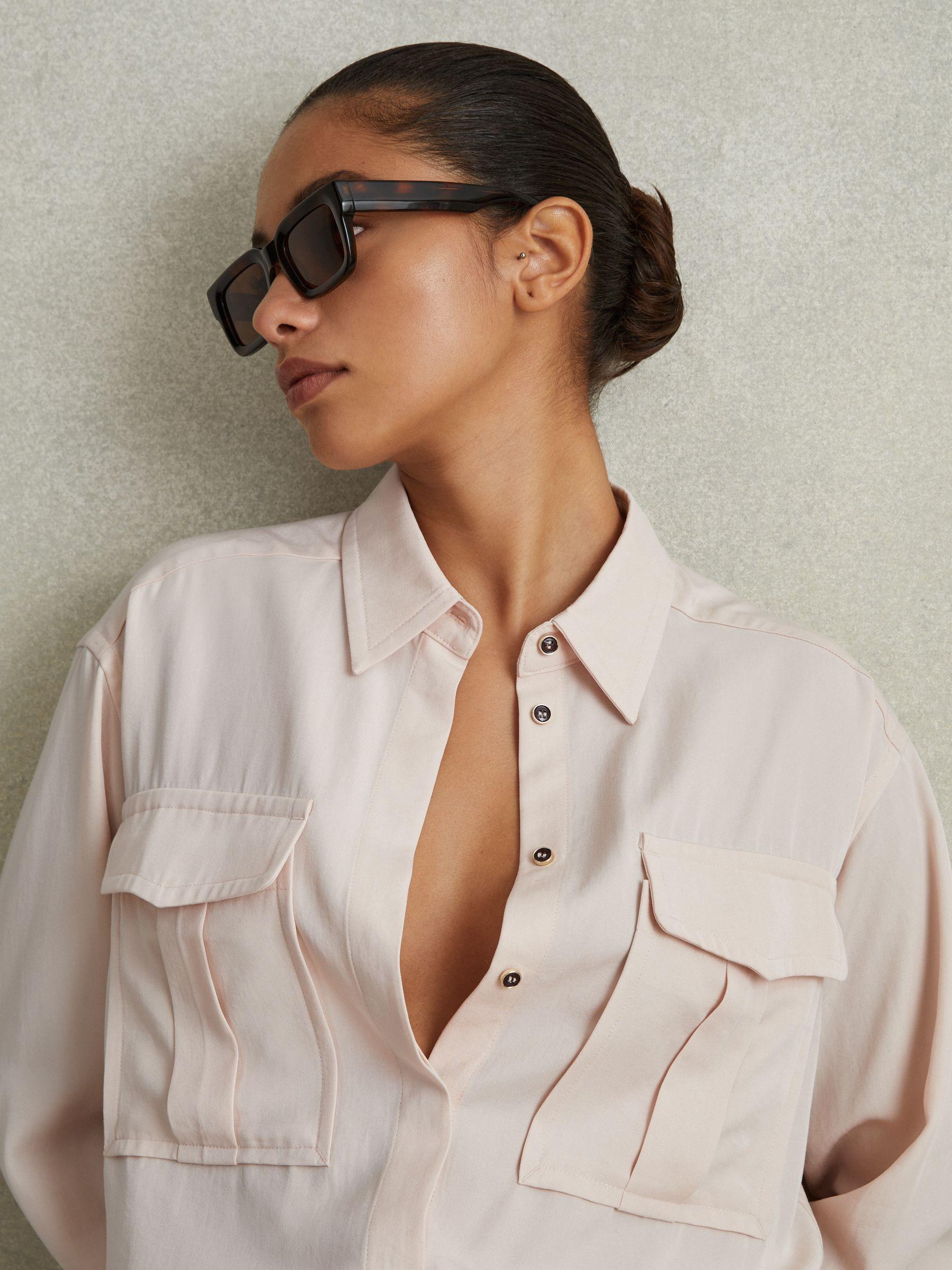 Lyocell Button Through Shirt in Nude Product Image