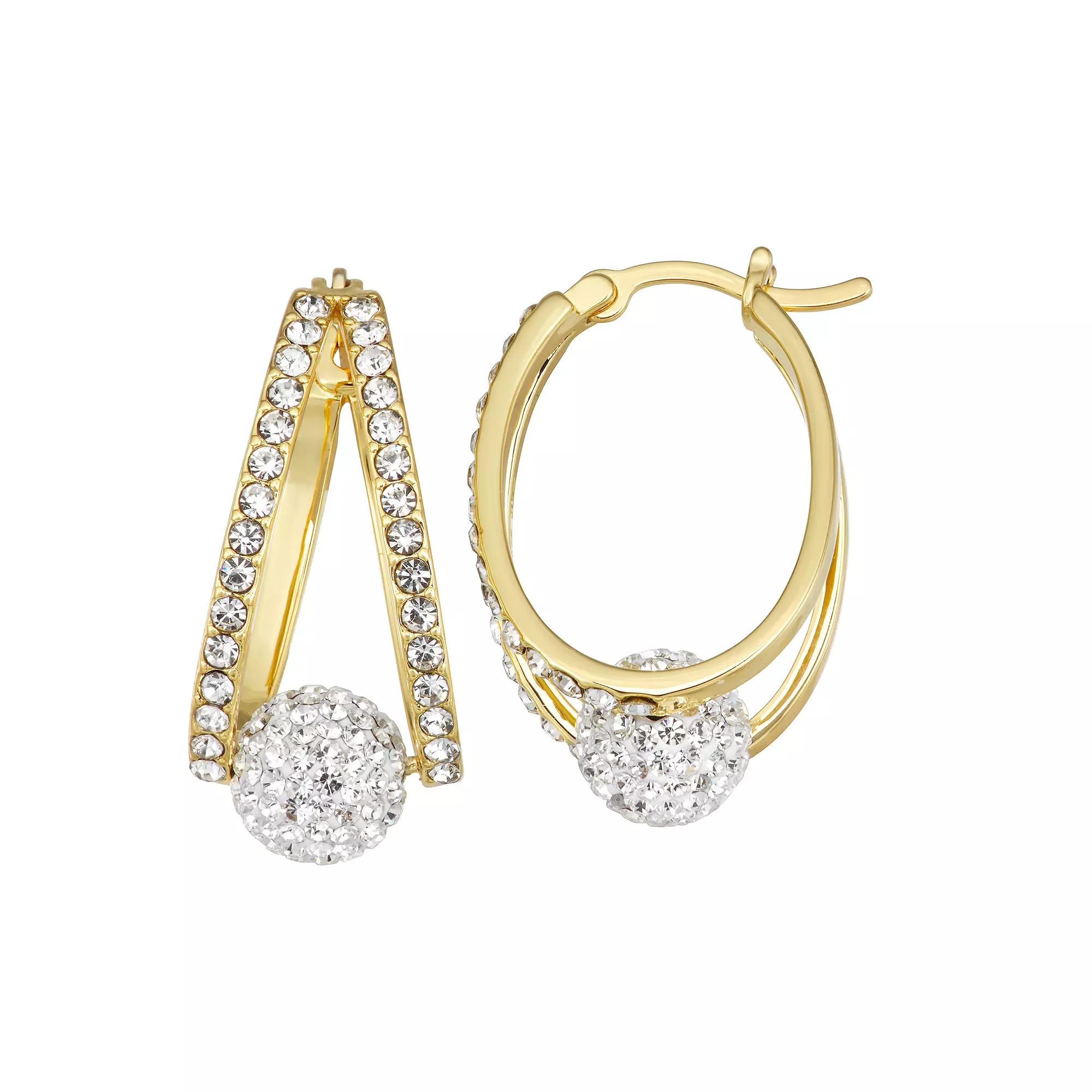 Chrystina Crystal Split Hoop Earrings, Women's, Gold Tone Product Image