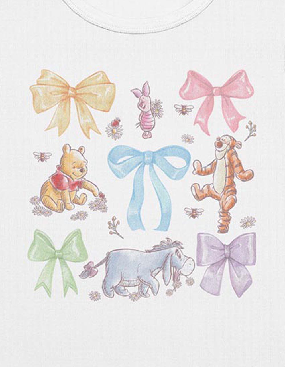 WINNIE THE POOH Bow Grid Womens Baby Tee - CREAM Product Image