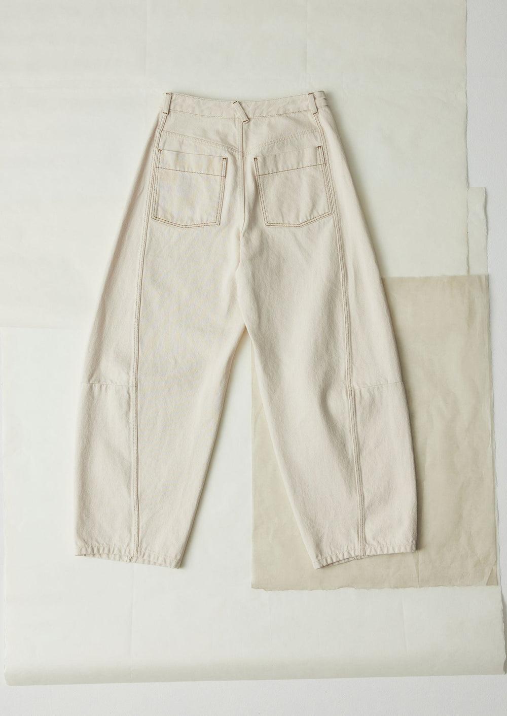 Sculptural Seamed Denim Pants | Ecru Product Image