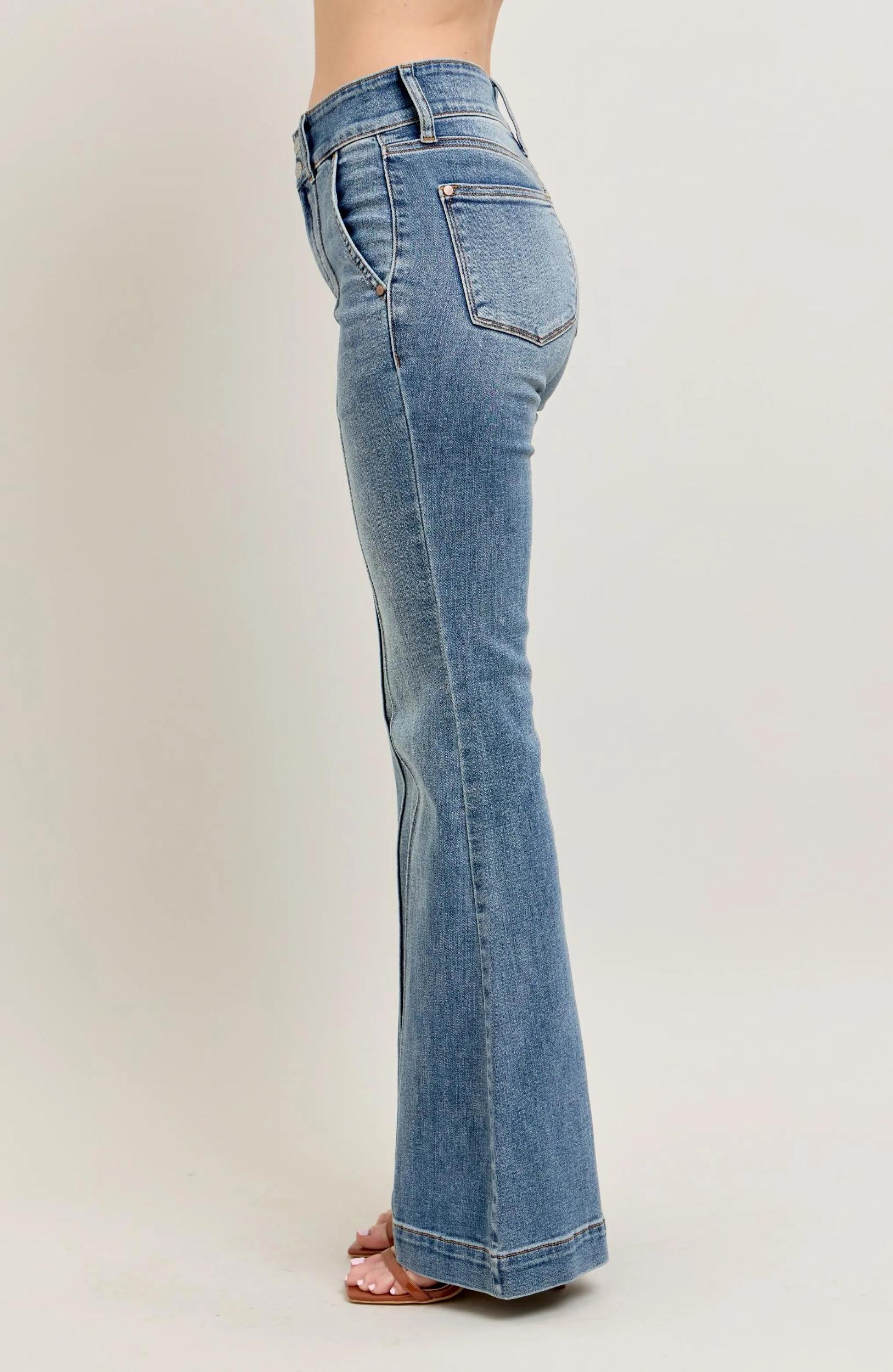 88204   Jasper Hi-Rise Flare Judy Blue Jeans with Front Seam Detail Product Image