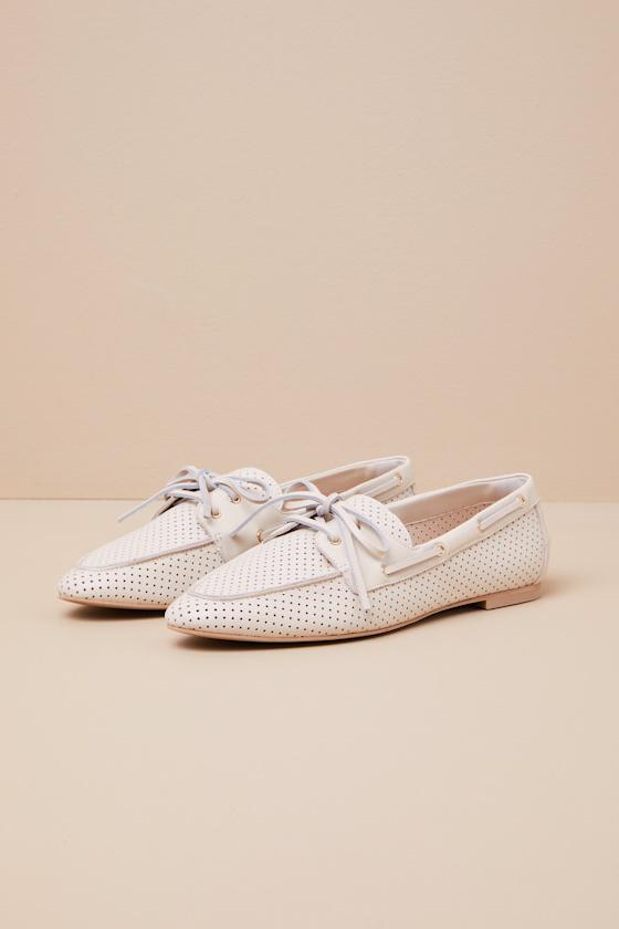 Lakin Ivory Leather Loafers Product Image