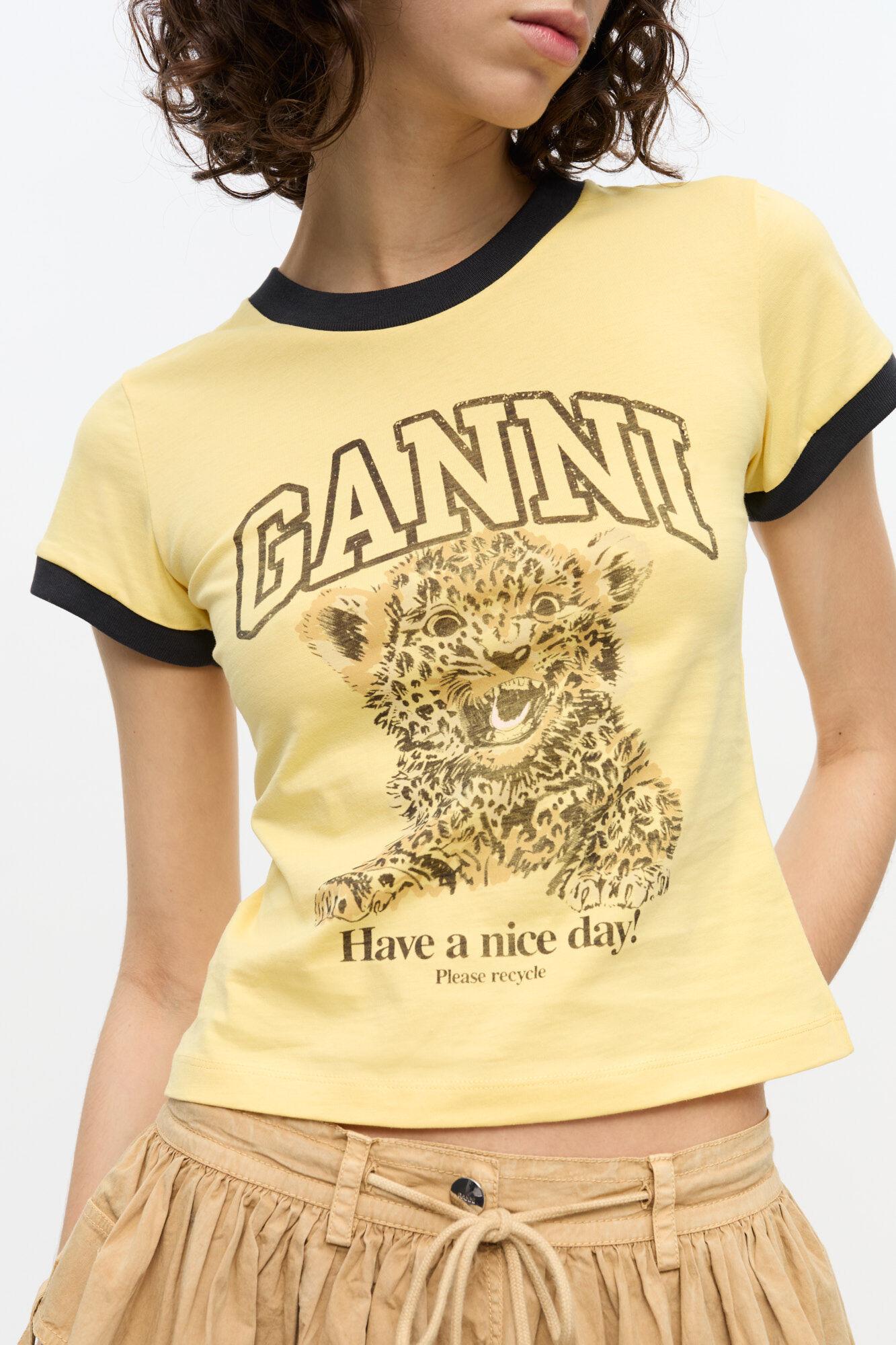 Yellow Cropped Leopard T-shirt Product Image
