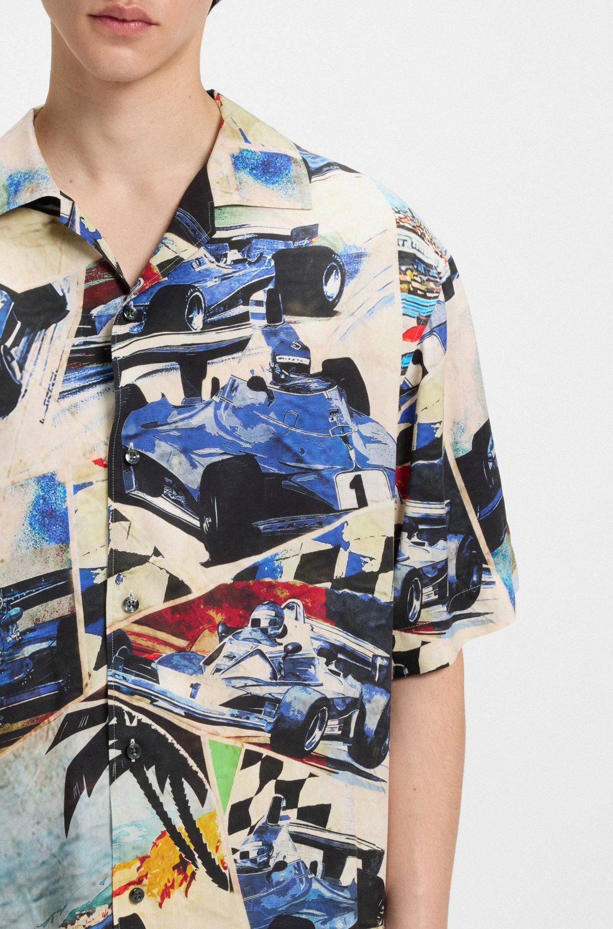 Oversize-fit shirt with vintage racing print Product Image