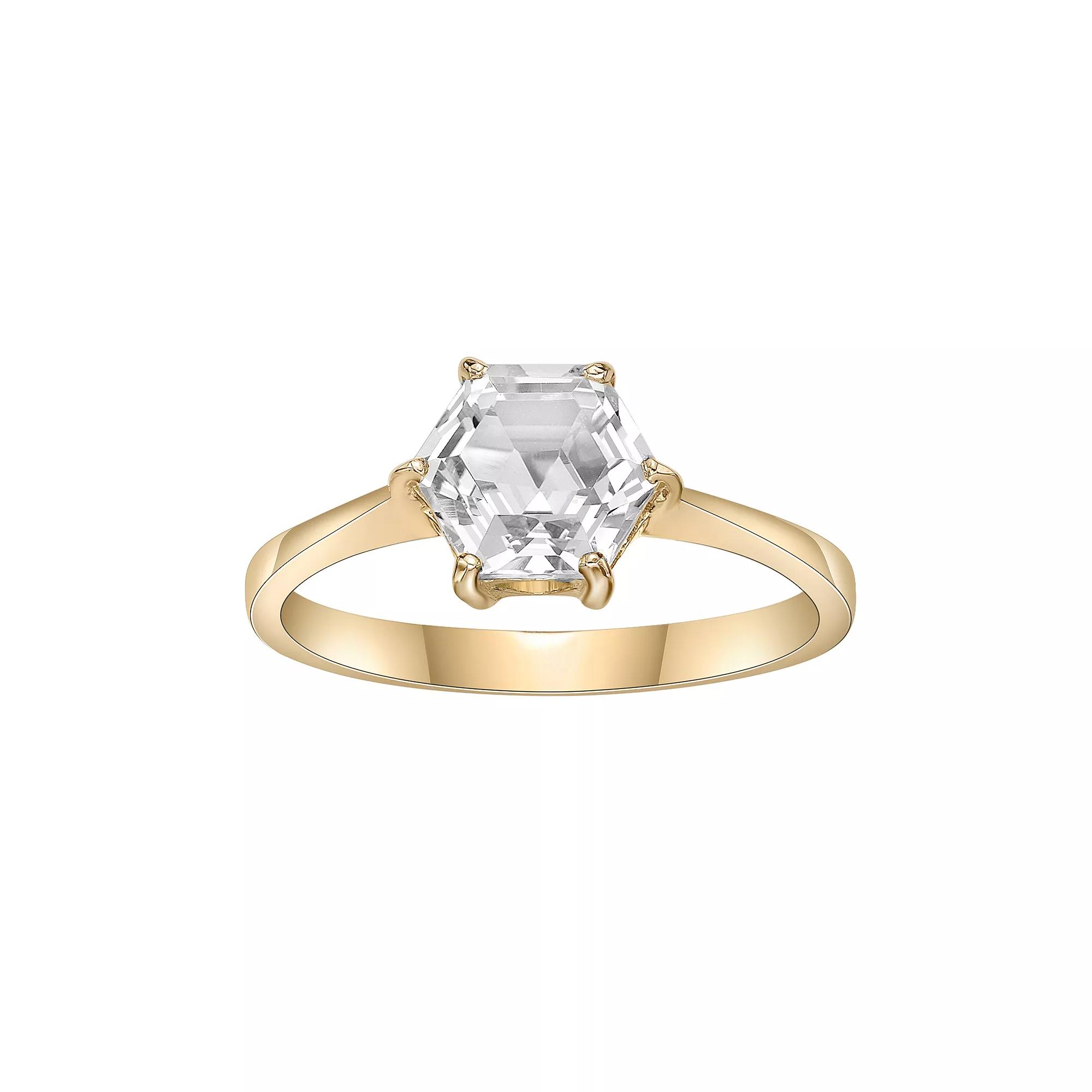 Gemminded 14k Gold Over Silver White Topaz Ring, Women's, Size: 7, Gold Tone Product Image