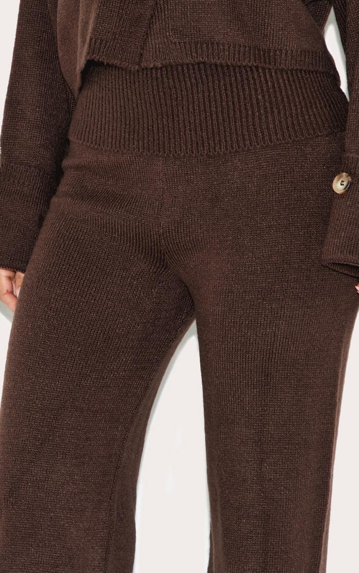 Petite Chocolate Knitted Fold Over Flare Pants Product Image