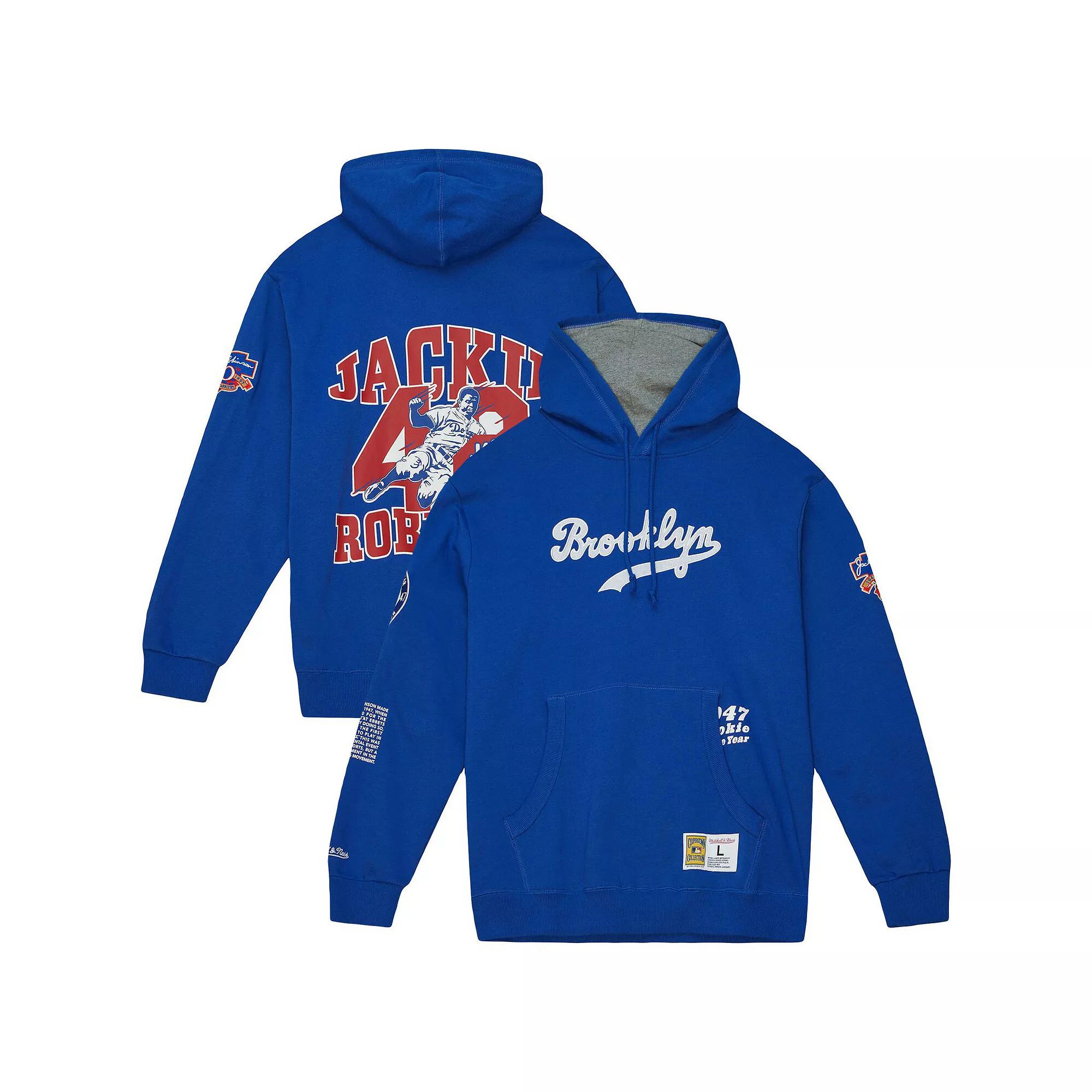 Men's Mitchell & Ness Jackie Robinson Royal Brooklyn Dodgers Cooperstown Collection Legends Fleece Pullover Hoodie,  Product Image