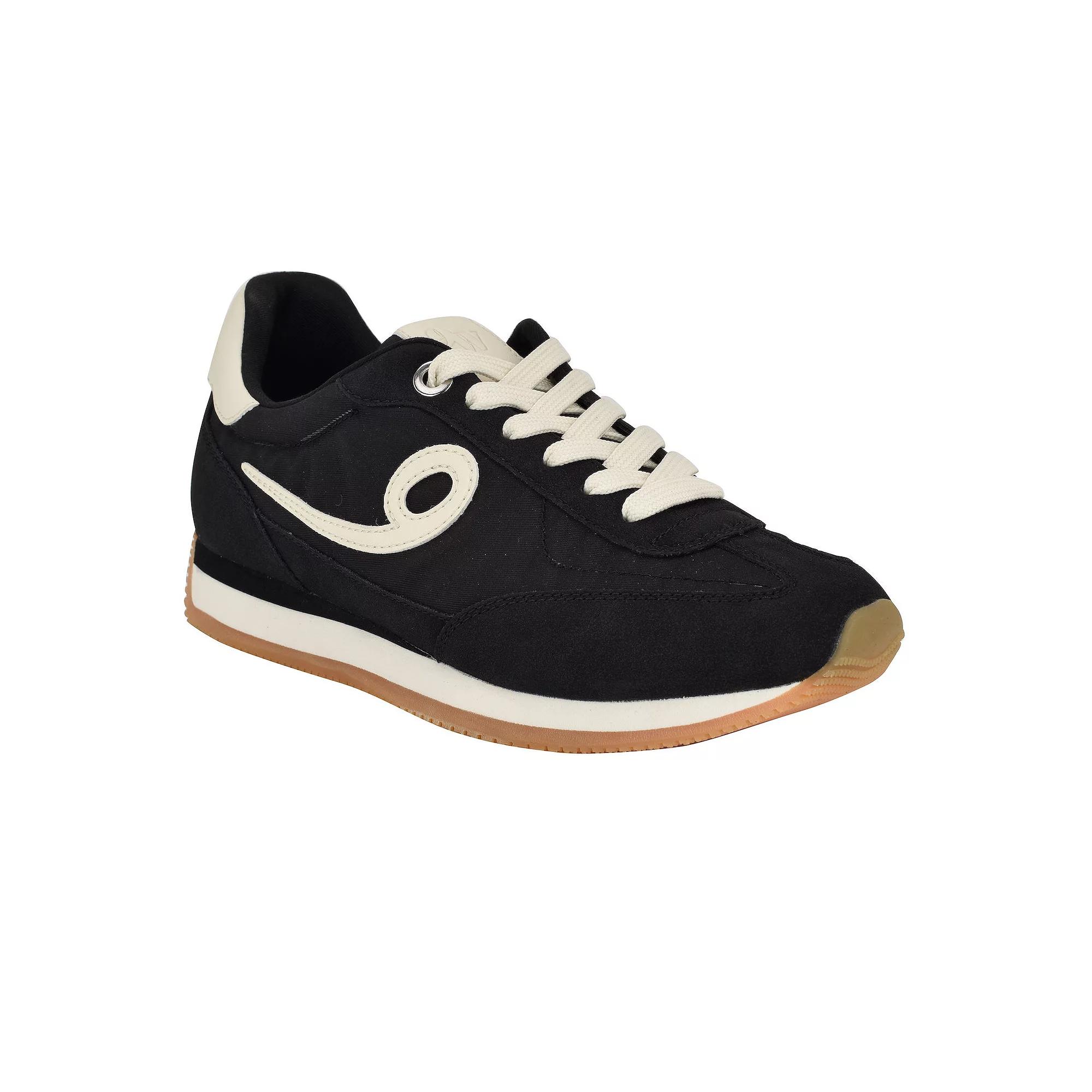 Nine West Fivo Women's Casual Lace-Up Round Toe Sneakers, Size: 8.5, Black Cream Product Image