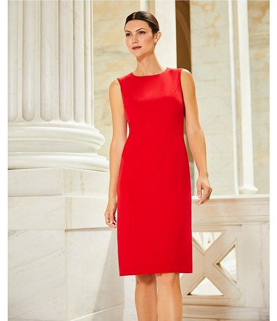 Preston & York Angie Crepe Crew Neck Sleeveless Back Split Hem Column Sheath Coordinating Dress Product Image