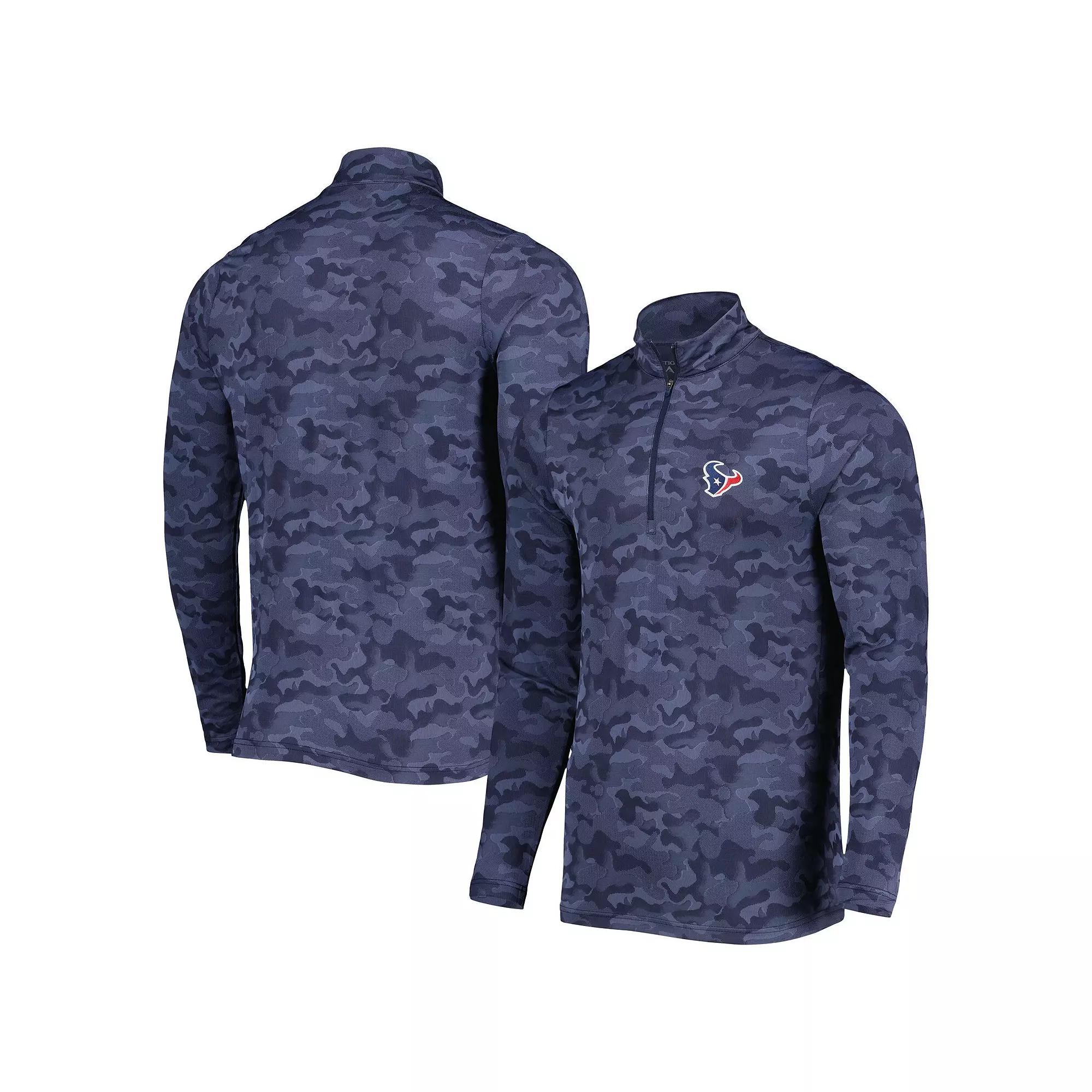 Mens Antigua Houston Texans Brigade Quarter-Zip Sweatshirt Blue Product Image