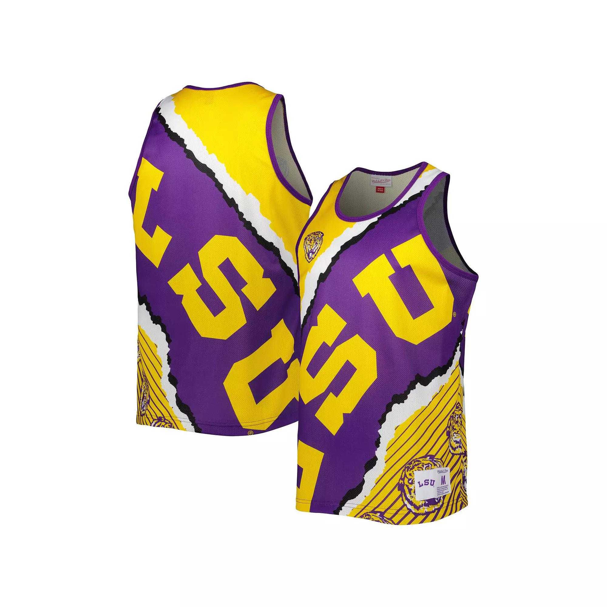 Mens Mitchell & Ness /Gold LSU Tigers Jumbotron 2.0 Sublimated Tank Top Product Image