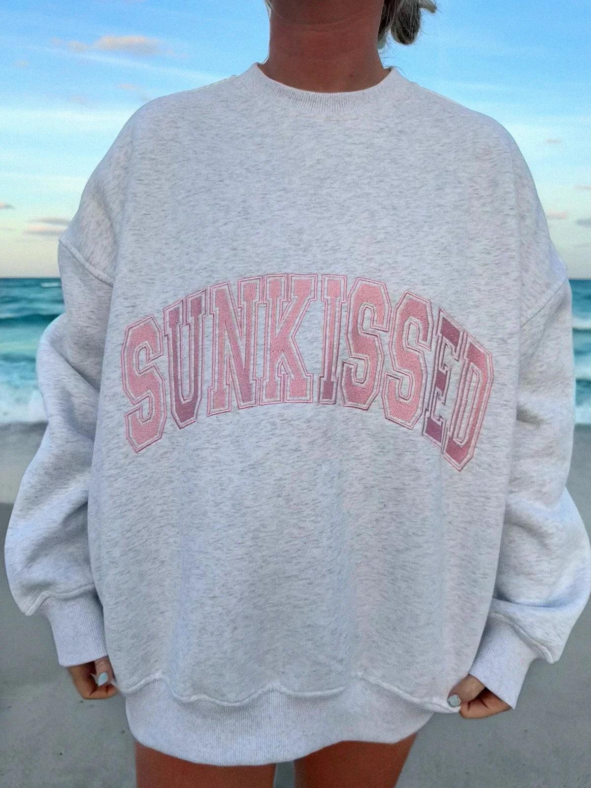 Sunkissed Collegiate Embroider Oversized Crewneck Sweatshirt Product Image