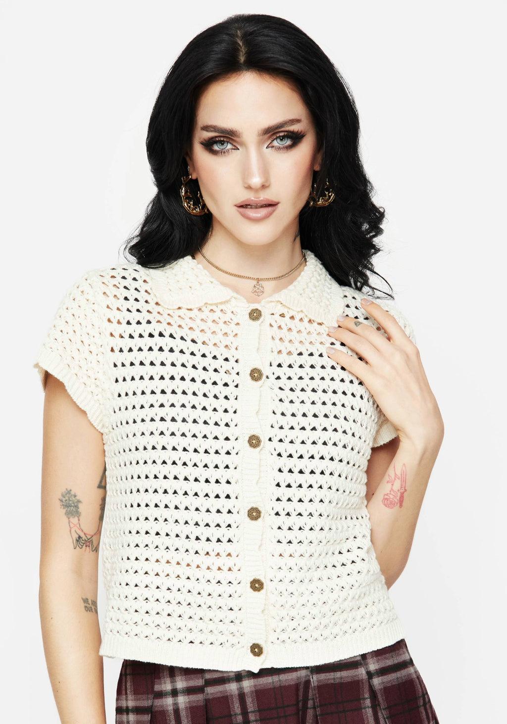 Drifter Pointelle Knit Button Up Top Product Image