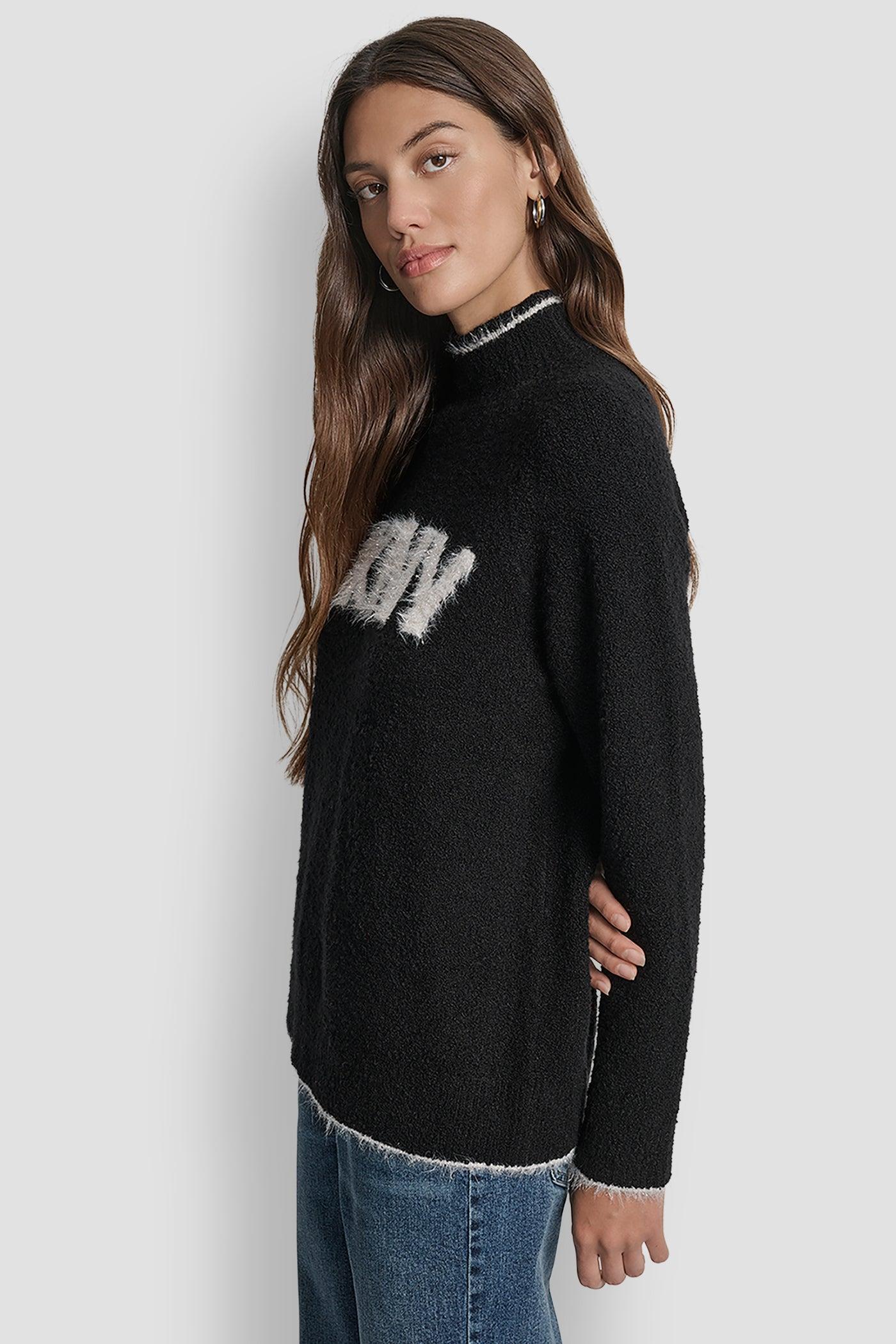 DKNY TINSEL LOGO LONG SLEEVE RAGLAN SWEATER Product Image