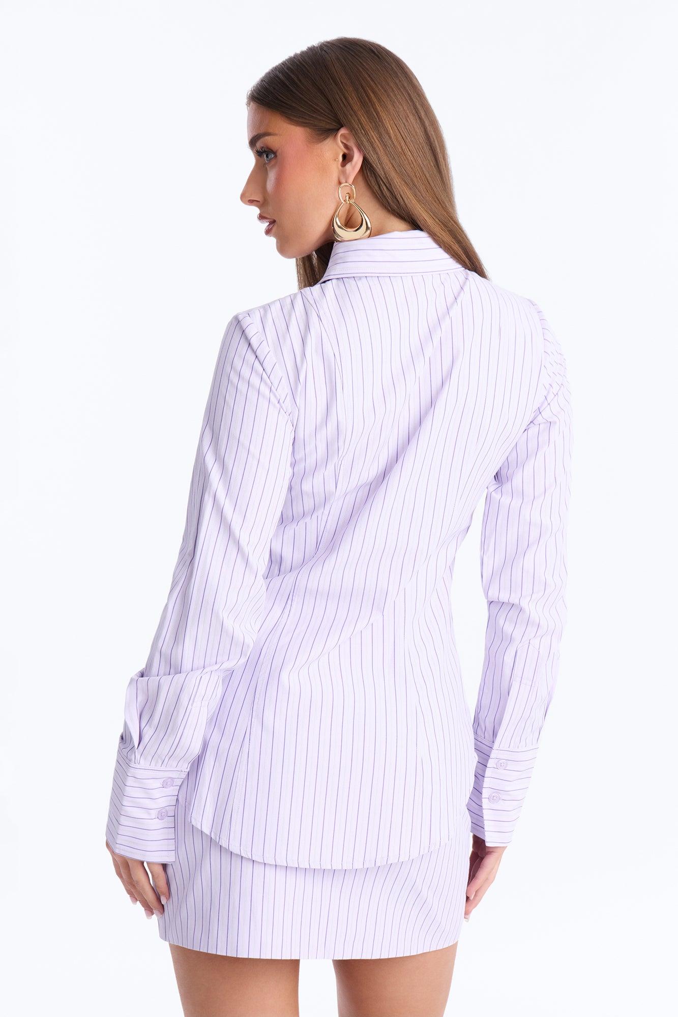 Take Notes Pinstripe 3 Piece Set - Lavender Female Product Image