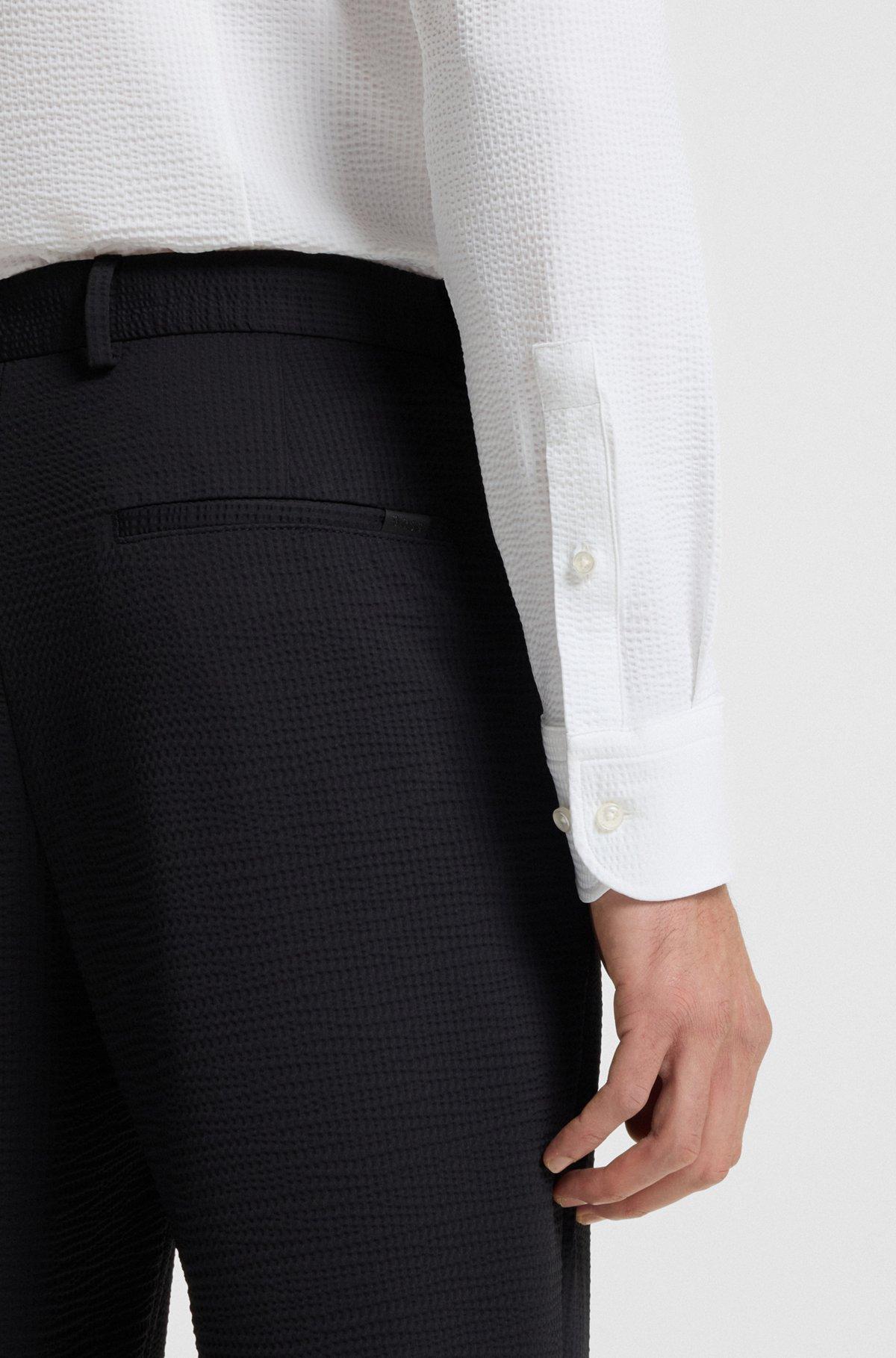 Slim-fit shirt in Italian-made performance-stretch seersucker Product Image