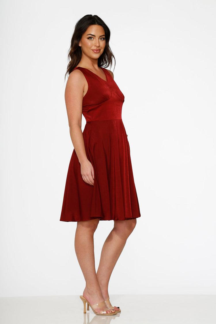 Burgundy Swing Dress Product Image