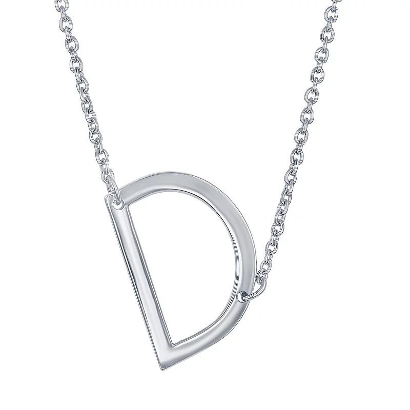 Sterling Silver Sideways Initial Necklace, Womens Sterling B Product Image