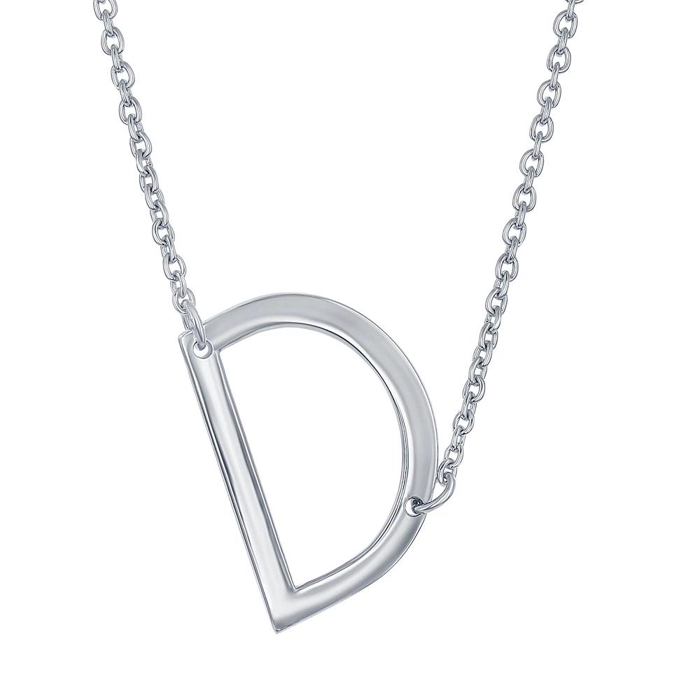 Sterling Silver Sideways Initial Necklace, Womens Sterling B Product Image
