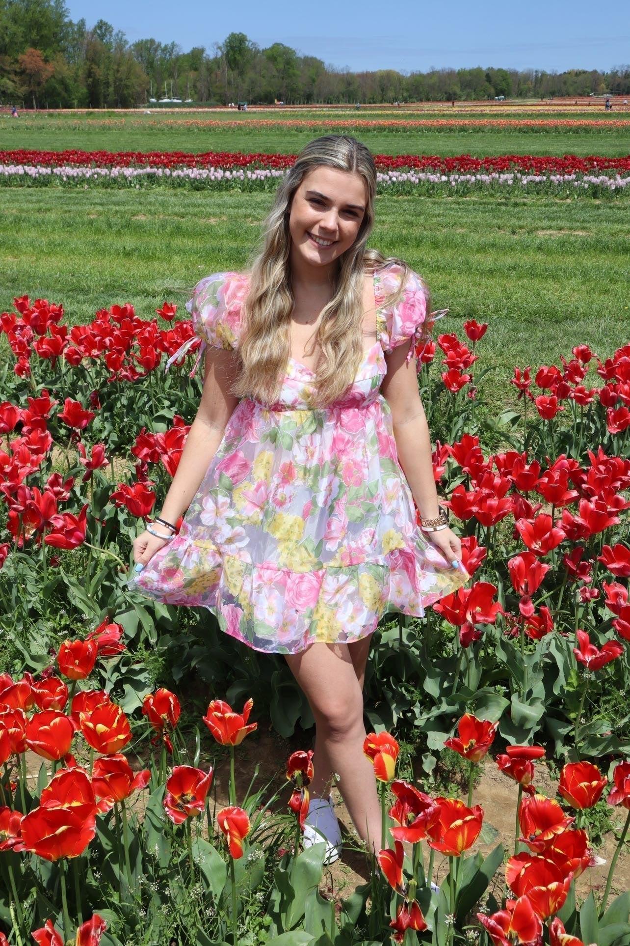 FINAL SALE Bardot Tulle Floral Babydoll Dress Product Image