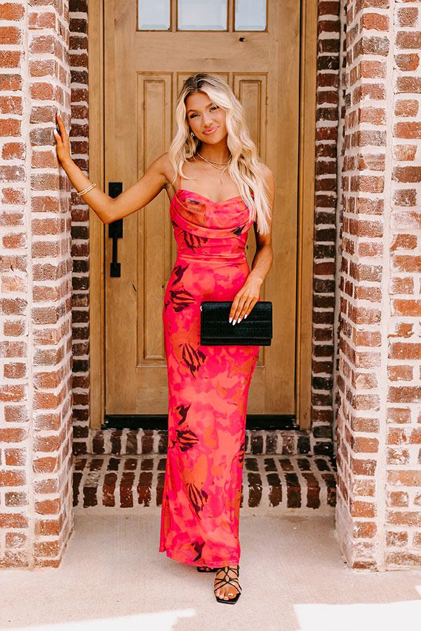 Luxe Living Mesh Maxi Dress in Dark Rose Product Image