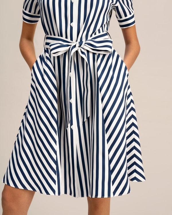 Amalfi Stripe Silk Shirtdress with Belt Product Image