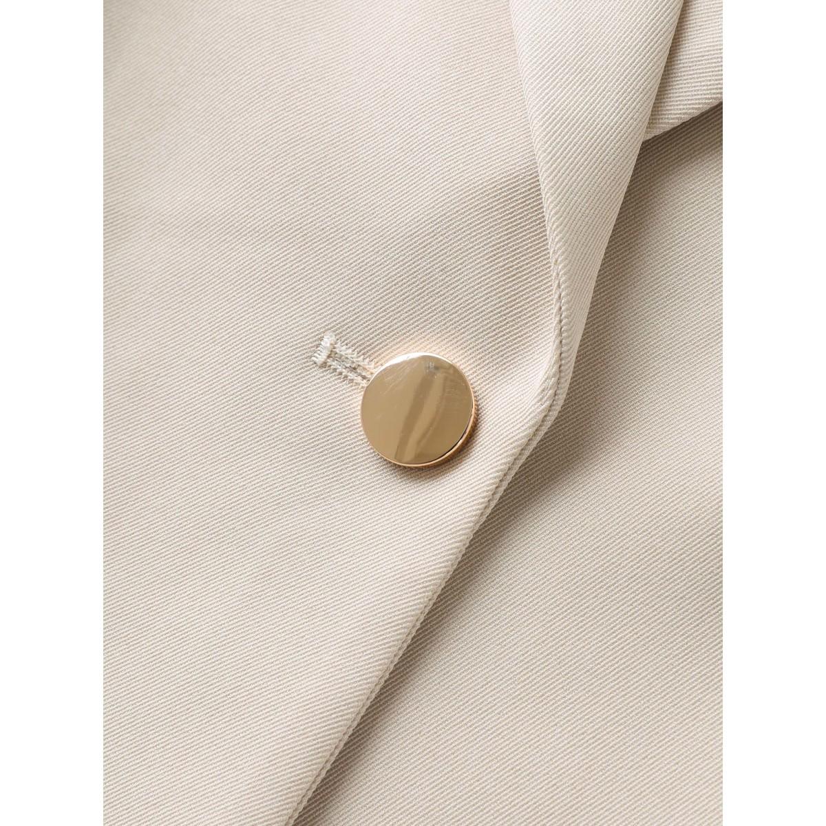 Plus Size Button Front Pockets Solid Blazer Champagne Women Office Button Sleeve Long Sleeve Suit Collar 28/5X Open pocket with flap Blazers BloomChic Product Image