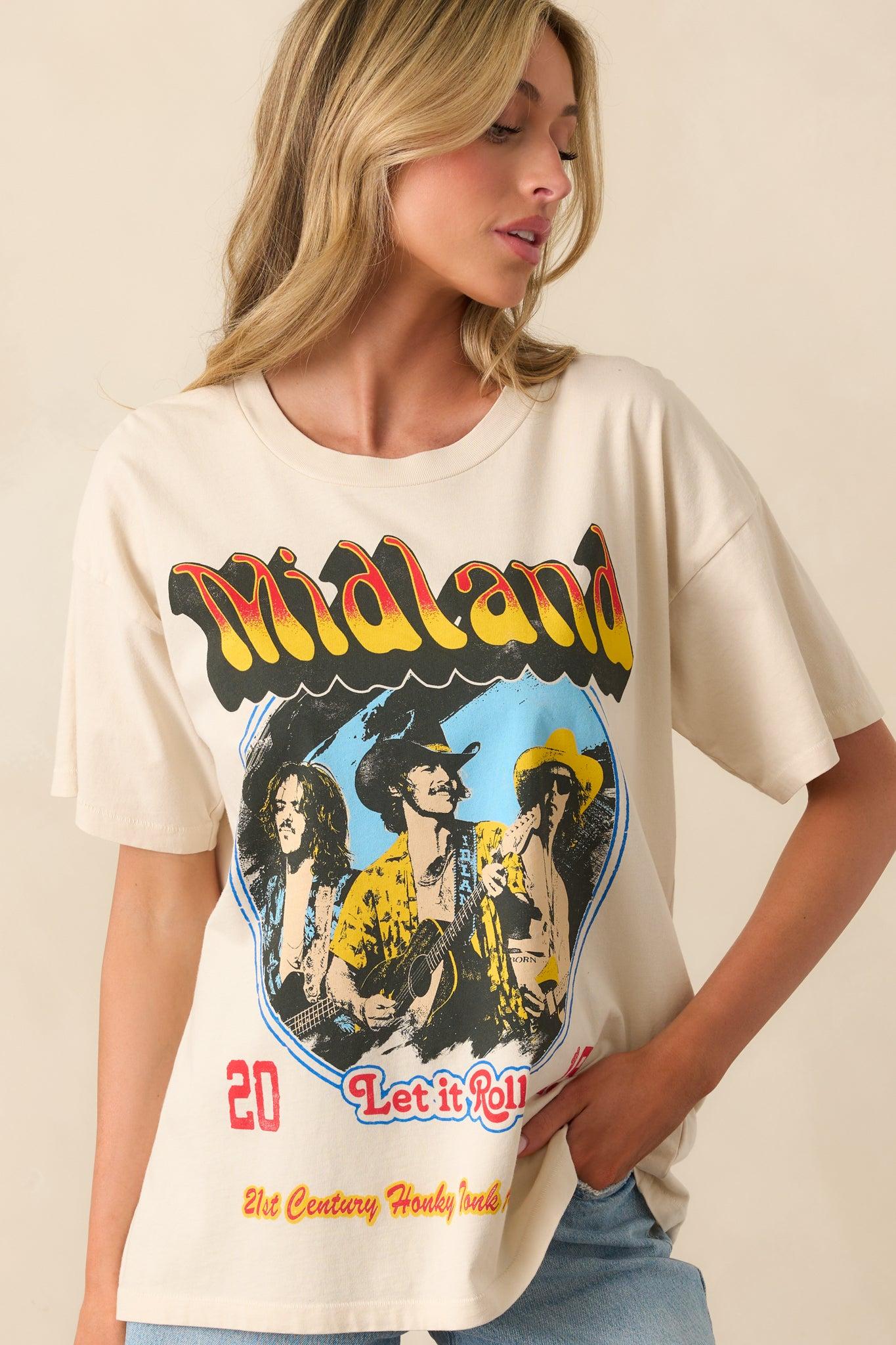Midland Ivory Cotton Let It Roll Tour Merch Tee Product Image
