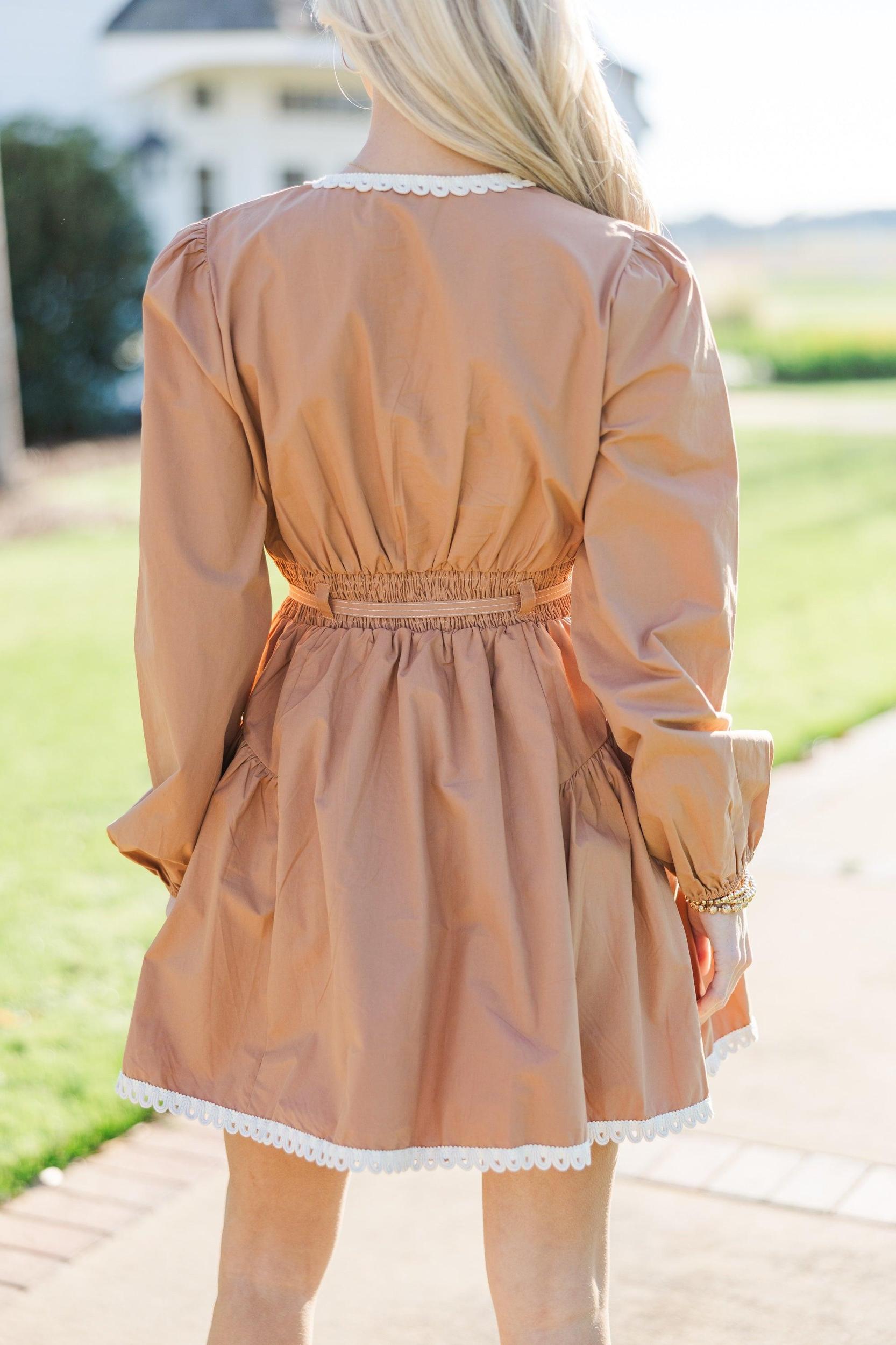 Just What You See Mocha Brown Crochet Dress Female Product Image