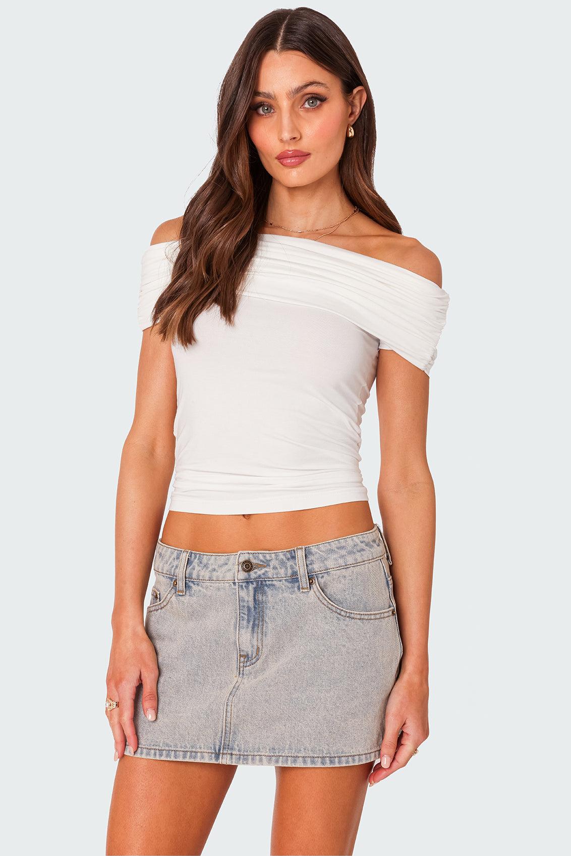 Vintage Washed Denim Mini Skirt Product Image