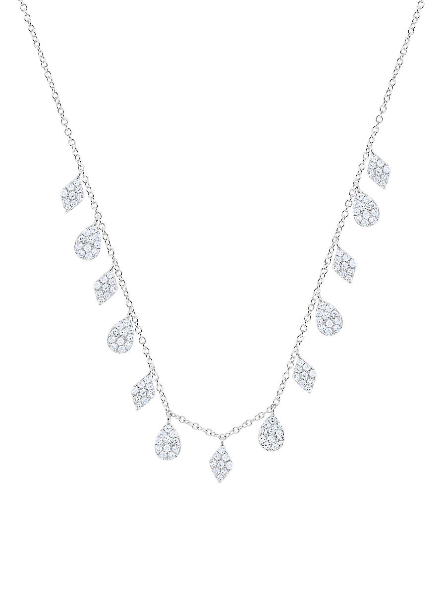 Womens 14K White Gold & 0.83 TCW Diamond Charm Necklace Product Image