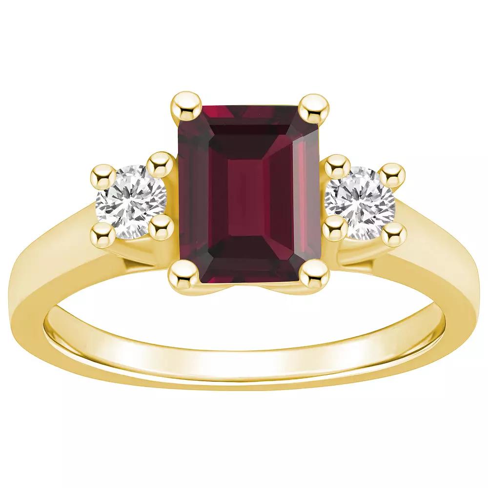 Alyson Layne 14k Gold Emerald Cut Garnet & 1/4 Carat T.W. Diamond Ring, Women's, Size: 6, Red Product Image