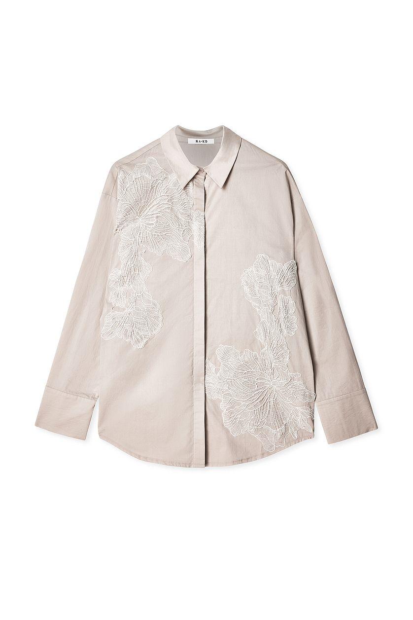 Cotton Embroidered Lace Shirt Product Image
