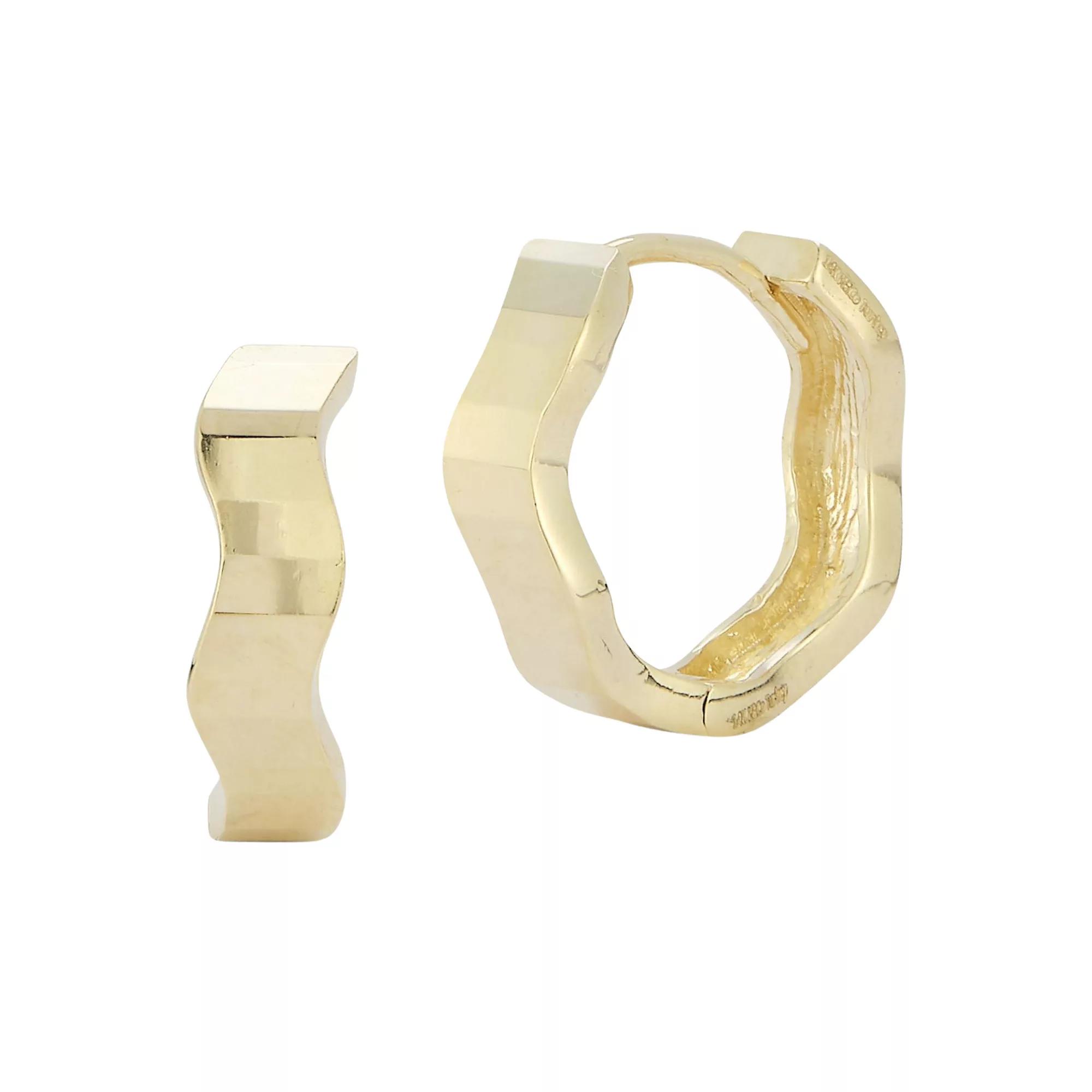 LUMINOR GOLD 14k Gold Wavy Huggie Earrings, Women's Product Image