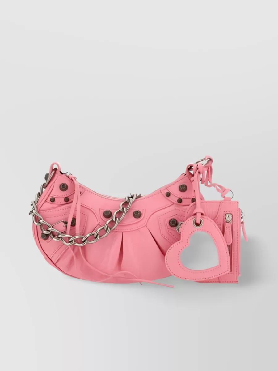 BALENCIAGA Women Pink Nappa Leather Le Cagole Xs Crossbody Bag Product Image