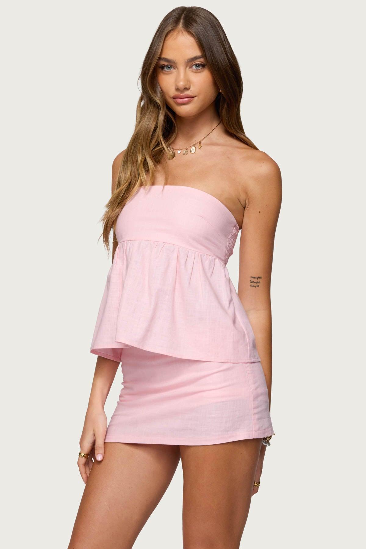 Avalai Linen Look Strapless Babydoll Top Product Image