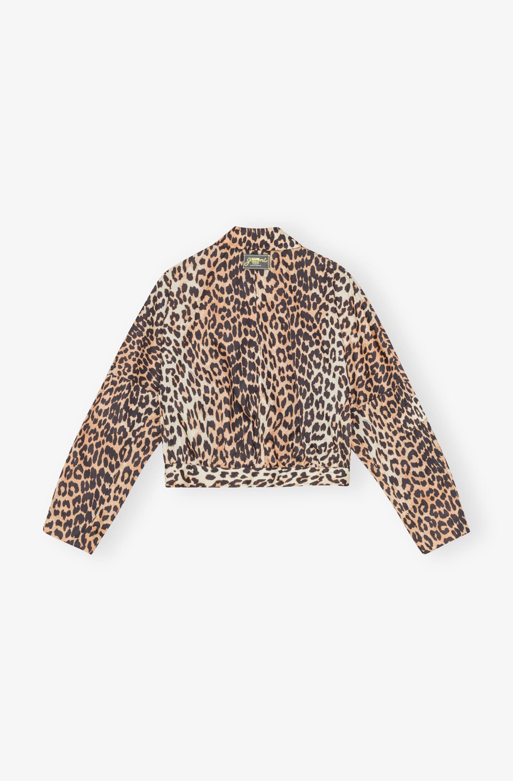Leopard Duchesse Nylon Cropped Jacket Product Image