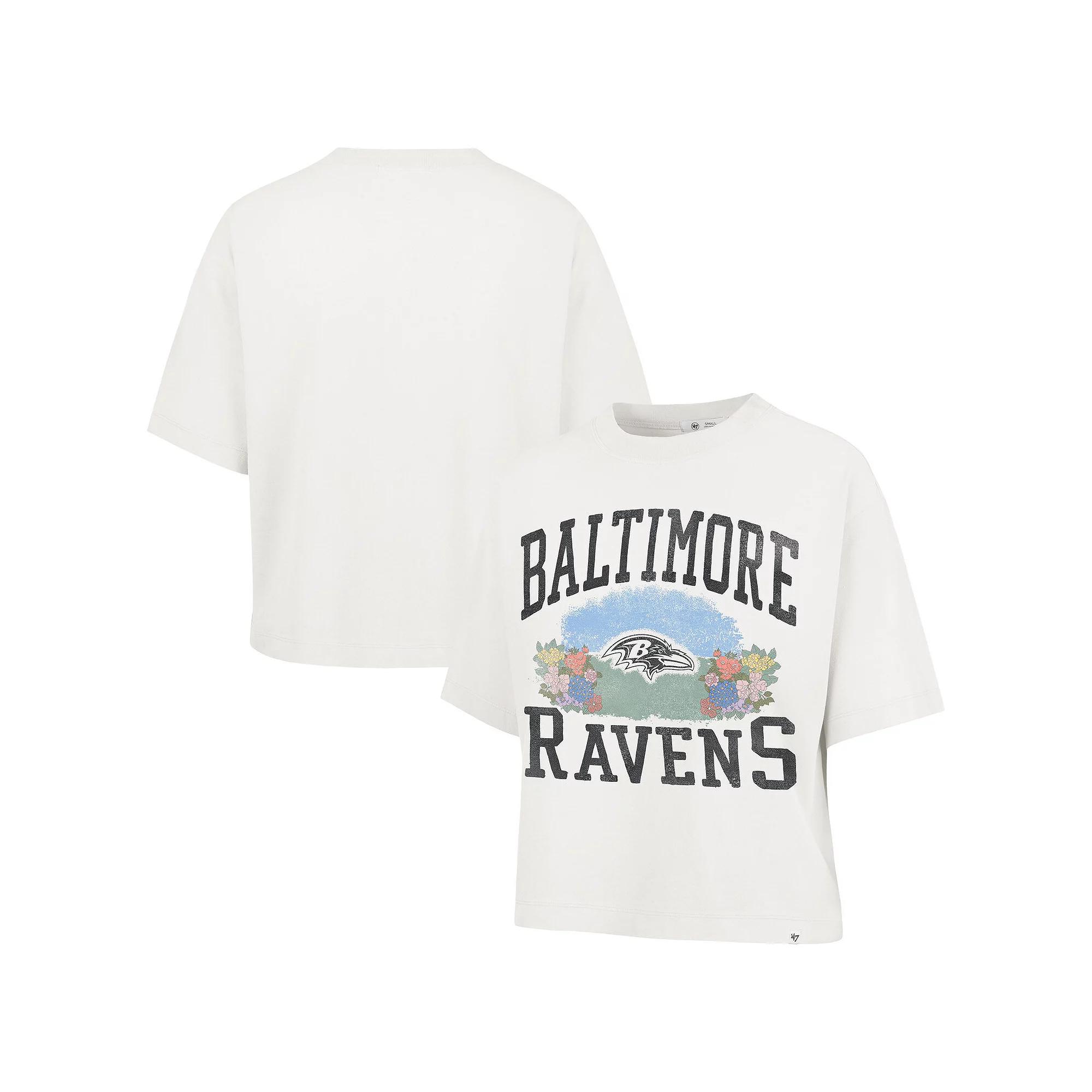 Women's '47  Natural Baltimore Ravens Florentina Montauk Cropped T-Shirt, Size: Small, Beige Product Image