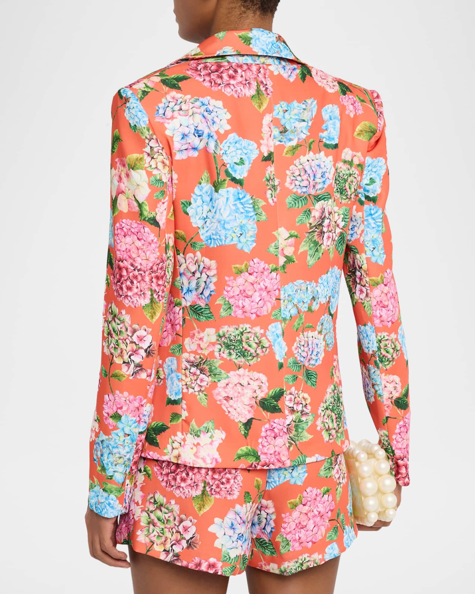 Hand-Painted Hydrangea Print Belted Shorts Product Image