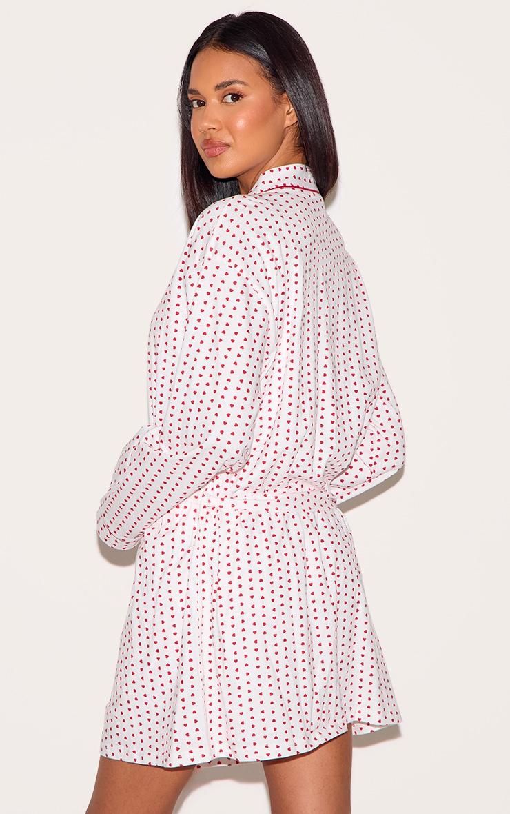 White Heart Print Jersey Robe Product Image