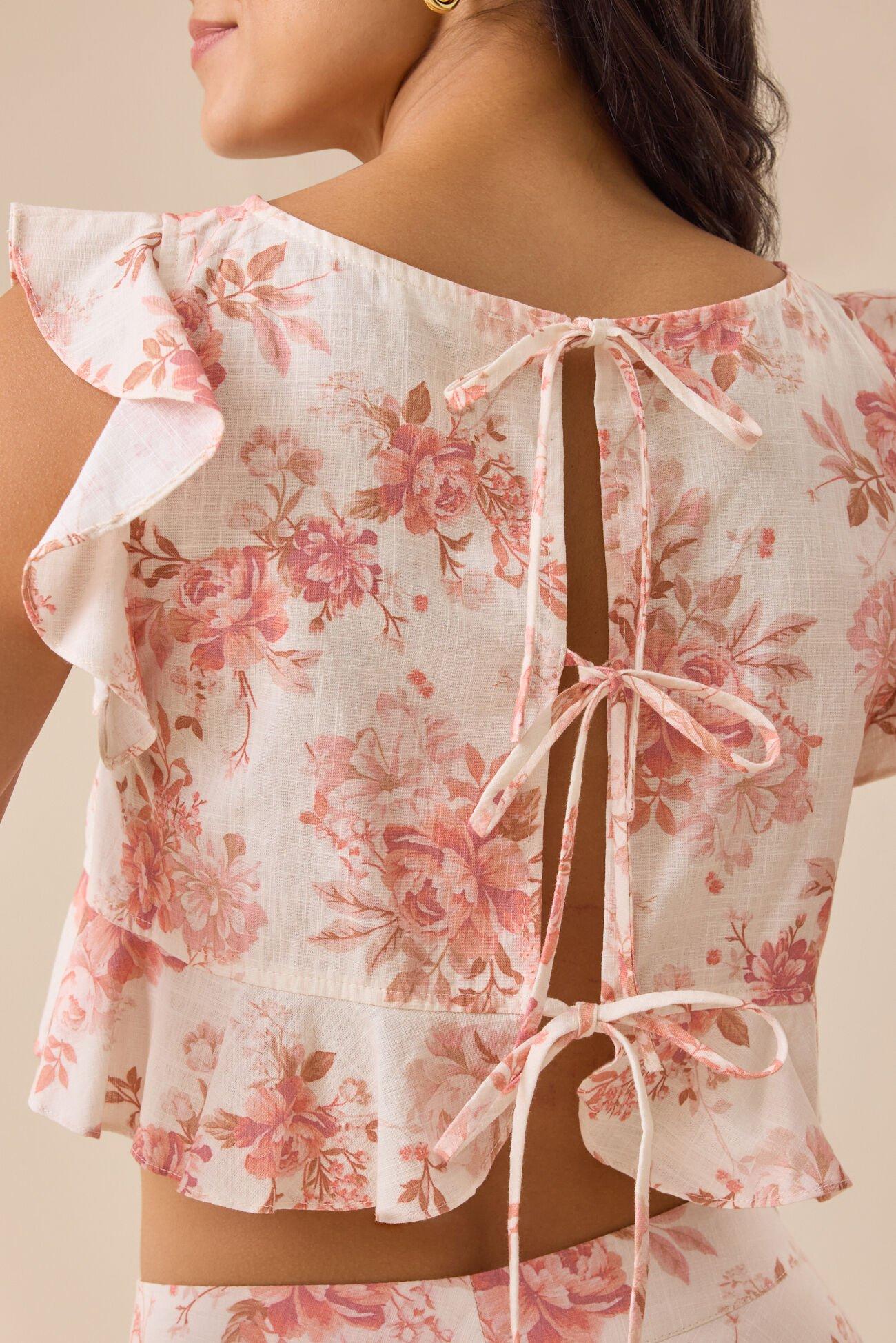 Alice Floral Linen Top Product Image