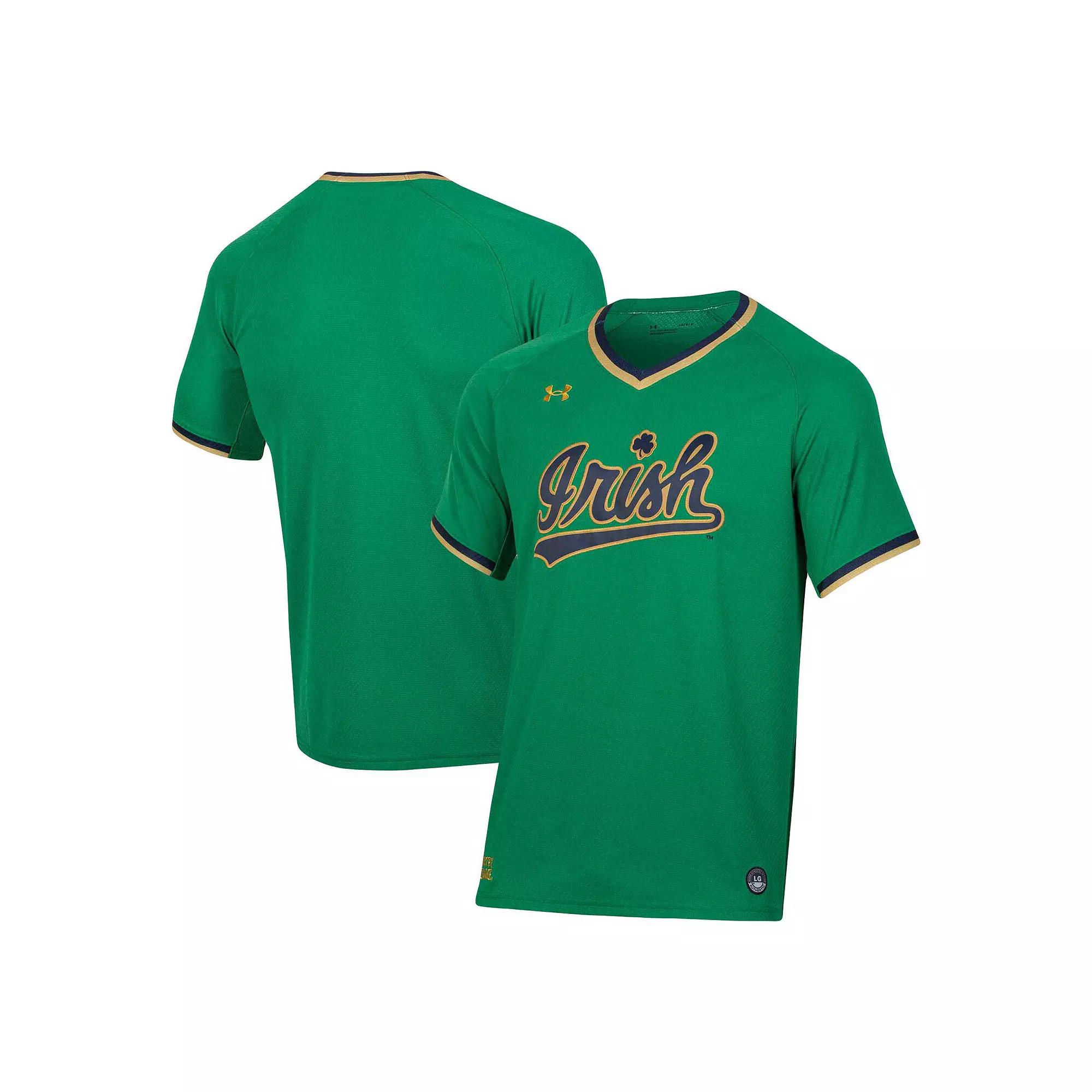 Men's Under Armour Green Notre Dame Fighting Irish Softball V-Neck Jersey,  Product Image