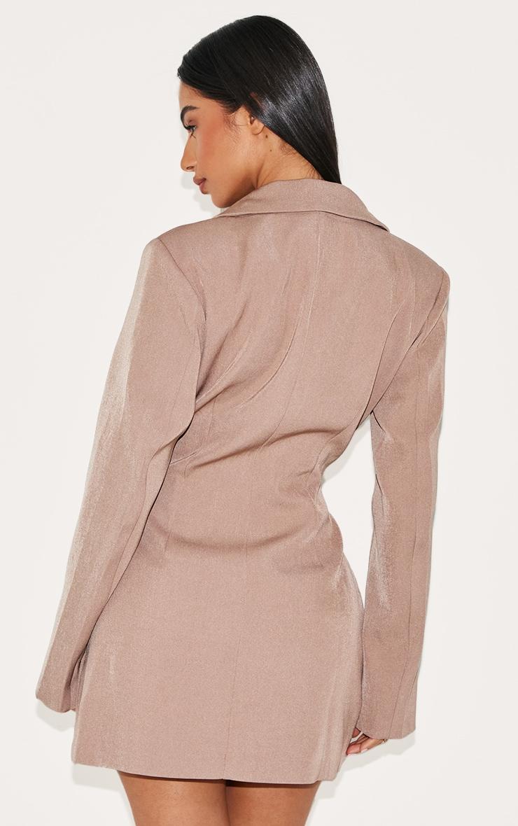 Petite Taupe Hook And Eye Fitted Blazer Dress Product Image