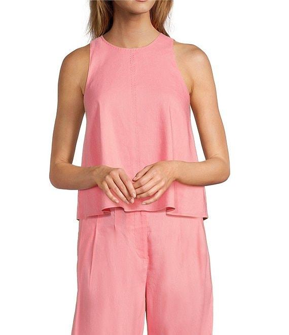 Antonio Melani Audrey Stretch Linen Round Neck Coordinating Blouse Product Image