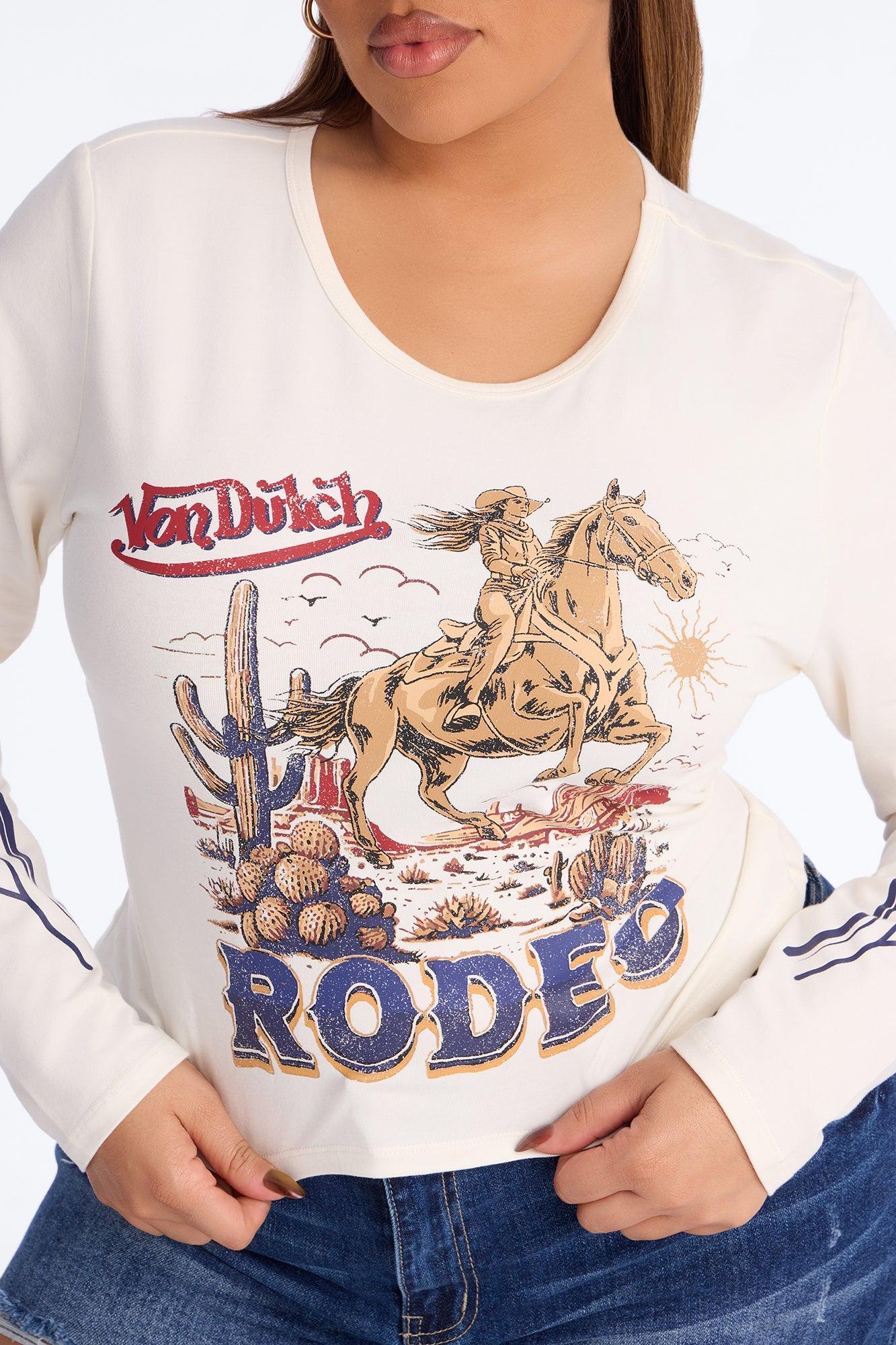 Von Dutch Rodeo Rider Long Sleeve Top - Off White Female Product Image