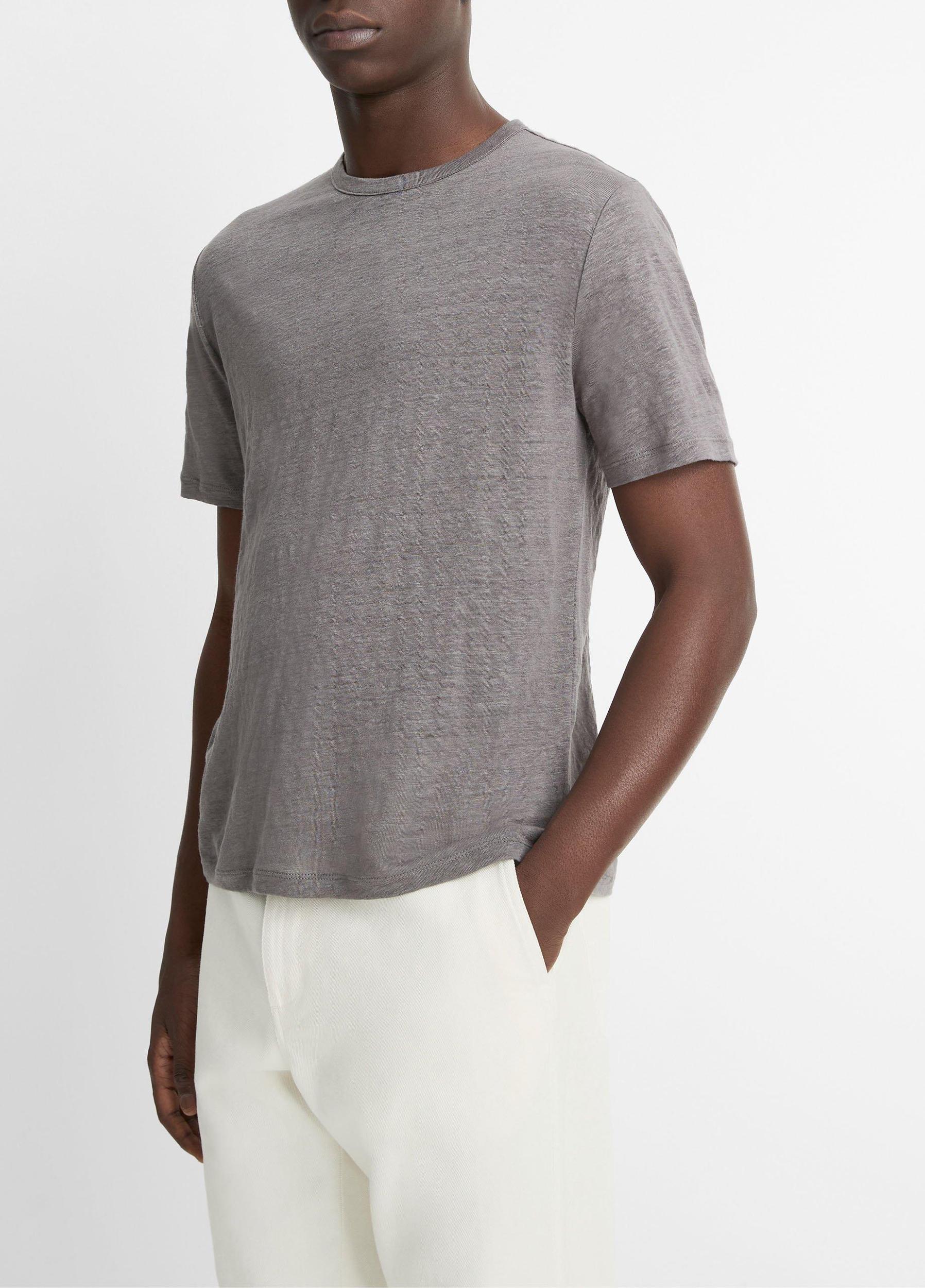Linen Crew Neck T-Shirt Product Image