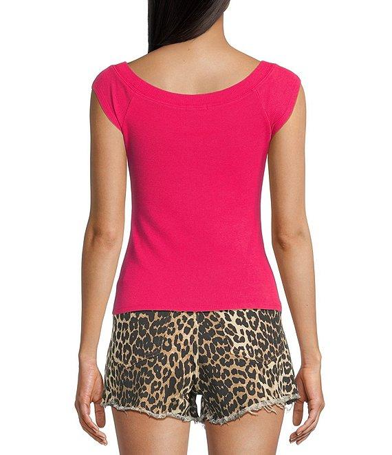 Evolutionary Boat Neck Ribbed Short Sleeve Top Product Image