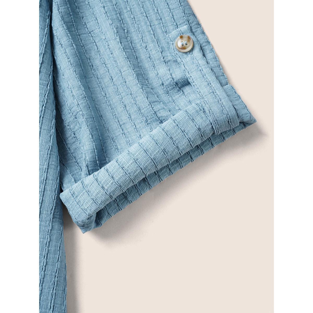 Plus Size Plain Textured Patched Pocket Tab Sleeve T-shirt Stone Women Casual Non Plain Round Neck Everyday T-shirts BloomChic 22-24/3X Product Image